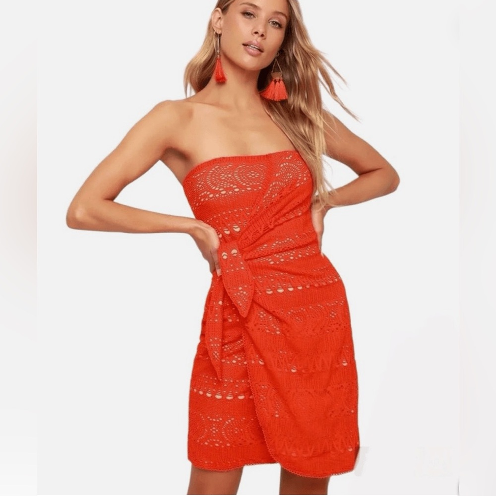 Free People Oceanside Red Coral Bohemian Wrap Dress | Size XS